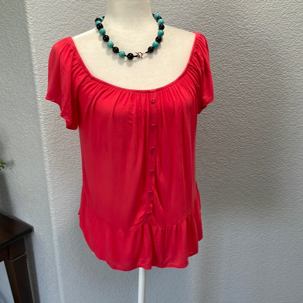otheno Follow Women’s Flounce Hem Top pink Size medium